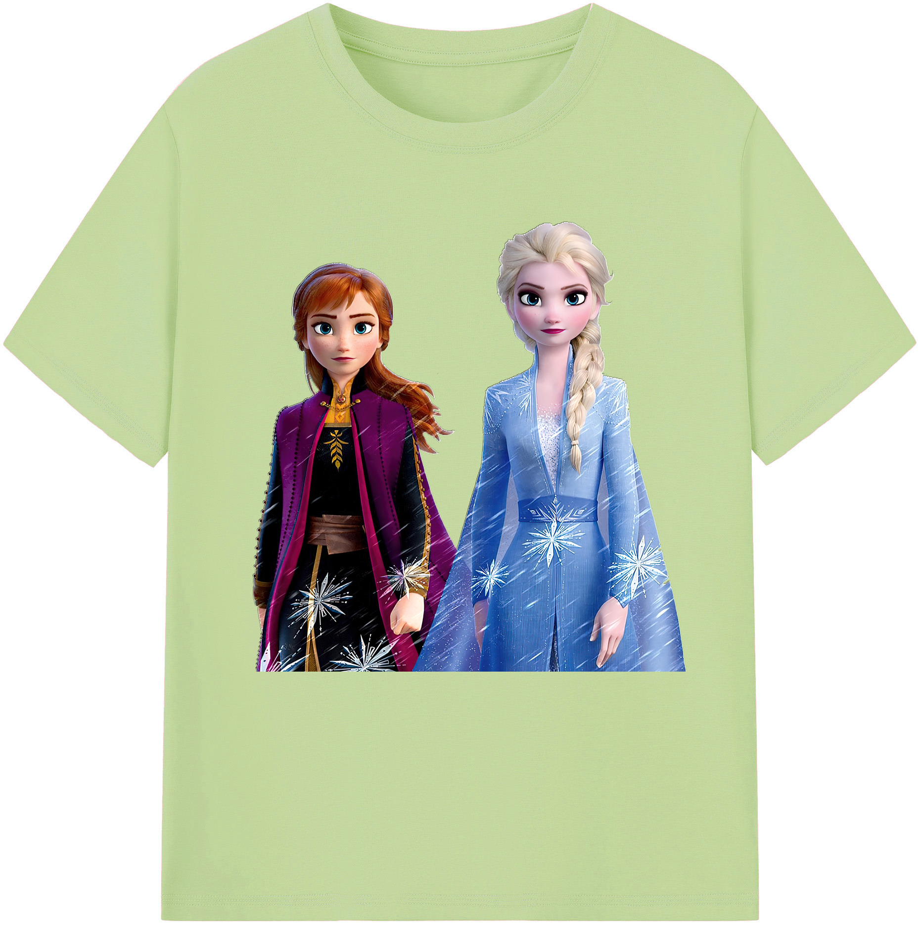 （画像用） アナと雪の女王 アンナ エルサ Frozen Anna Elsa 綿100％半袖Tシャツ（フロントプリント）